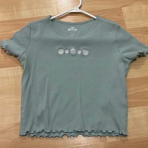 cropped pastel green top with flowers